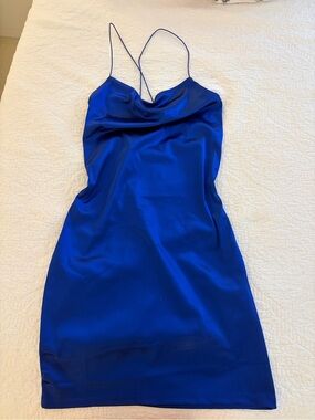 h&m blue velvet dress Women's H&M Crushed Velvet Dress Sz 12 Faux Wrap Navy Blue Party Holiday Evening